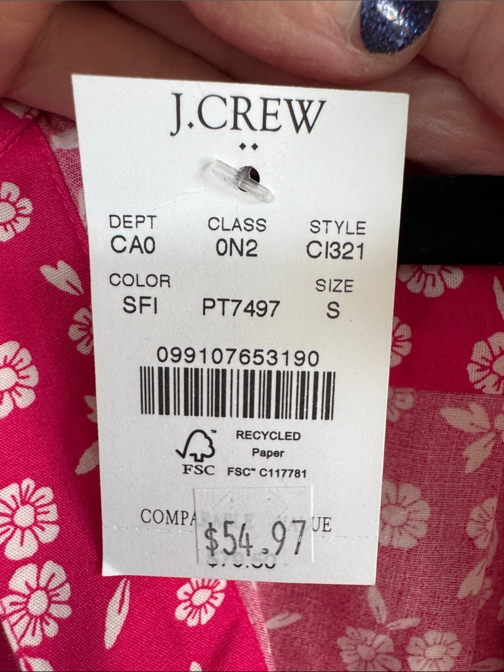 NWT J. Crew Pink Floral Cotton Poplin Short Popover Shirt Small Hot Pink - Picture 4 of 6